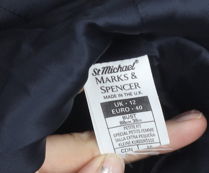 Marks and Spencer St Michael Women’s Black Wool Double-Breasted Petite Fit Blazer UK 12