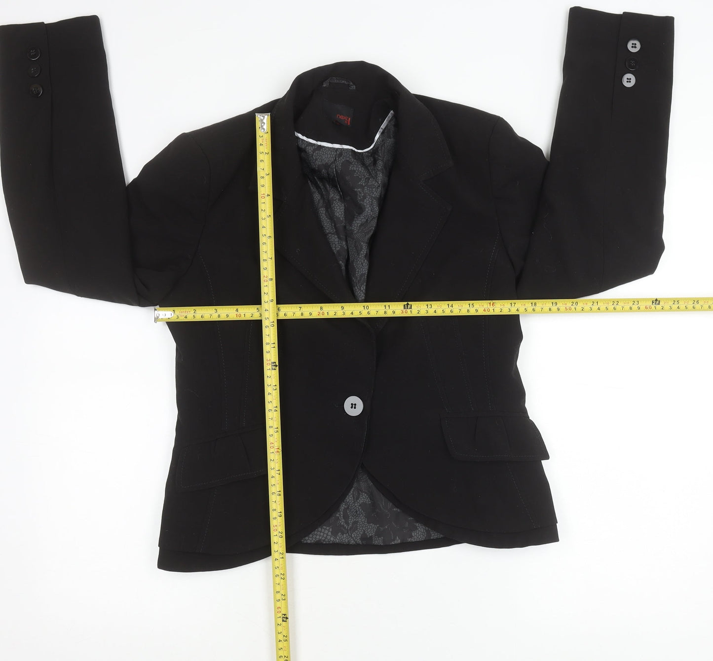 Next Women Black Size 12 Tailored Single-Breasted Suit Jacket