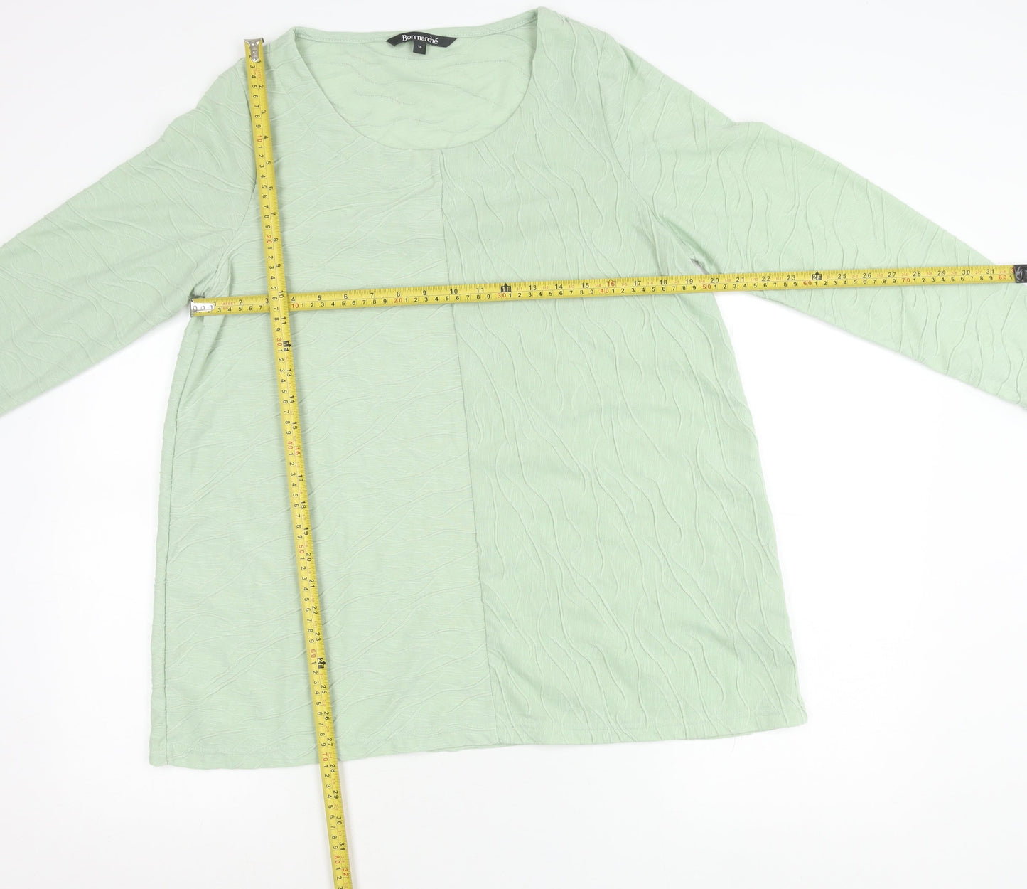 Bonmarché Women’s Green Tunic Top Size 16 Long Sleeve Scoop Neck