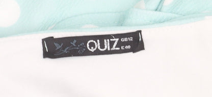 Quiz Women Blue Polka Dot Jumpsuit Size 12 Wide-Leg Off Shoulder