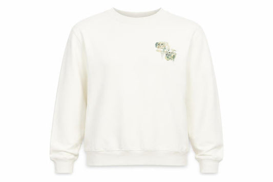 Front view of River Island unisex white floral graphic pullover sweatshirt, size M