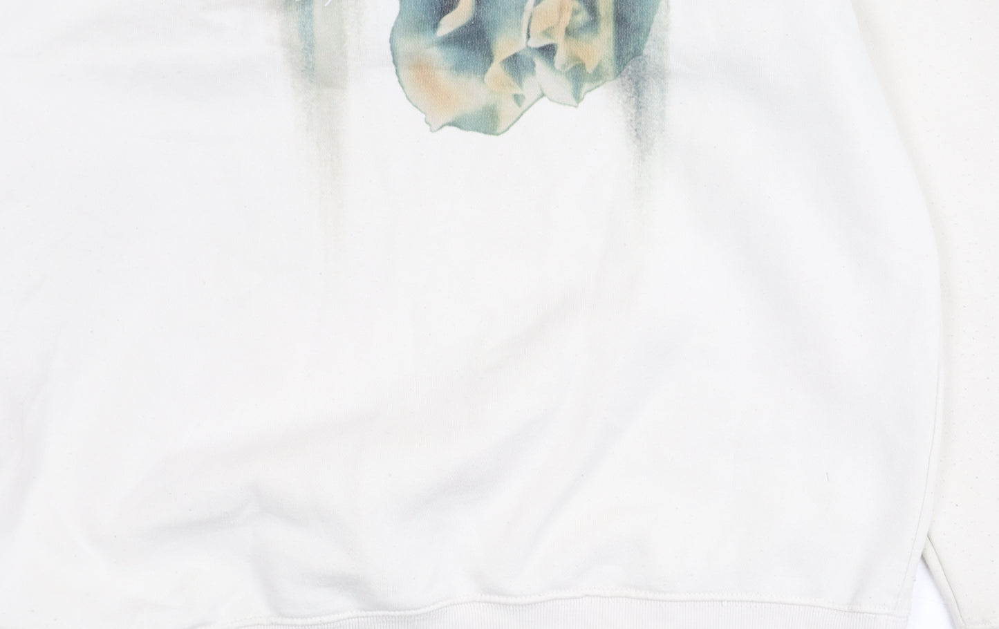 River Island Unisex White Floral Graphic Pullover Sweatshirt Size M