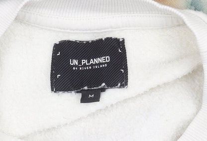 River Island Unisex White Floral Graphic Pullover Sweatshirt Size M