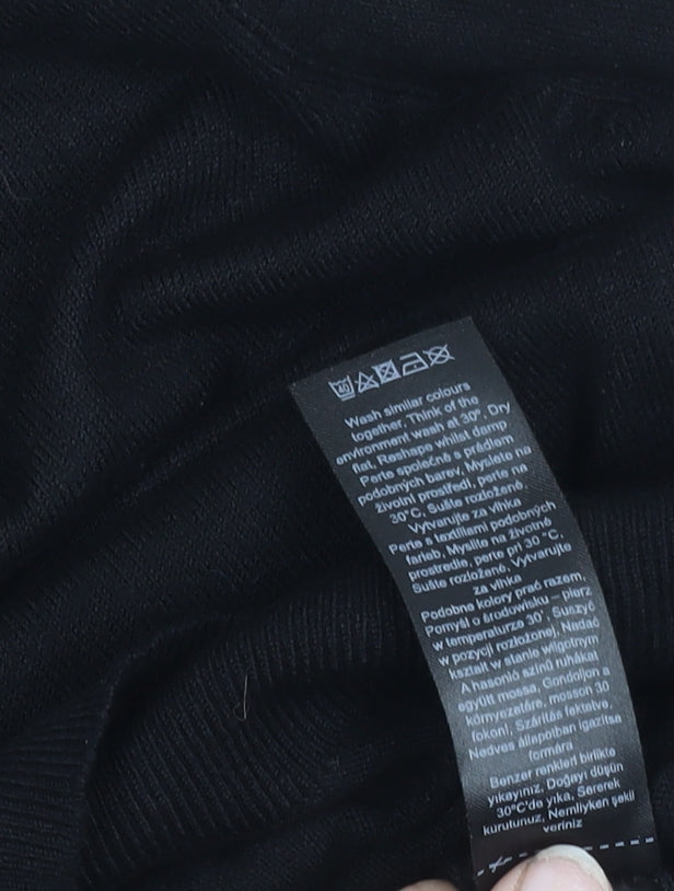 F&F Women’s Black Knit Blouse Size 14 Classic 3/4 Sleeve Boat Neck