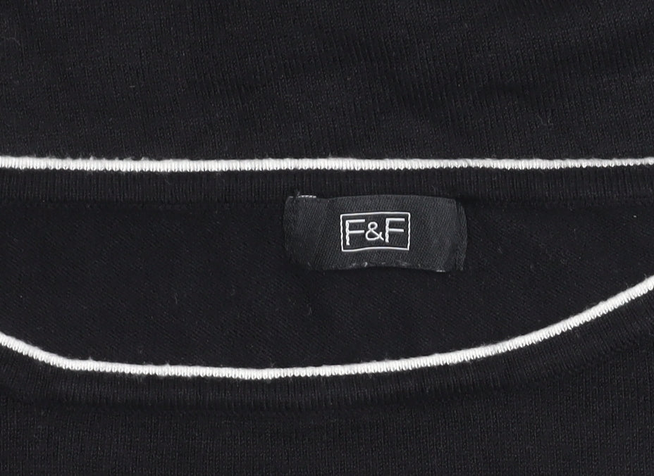 F&F Women’s Black Knit Blouse Size 14 Classic 3/4 Sleeve Boat Neck