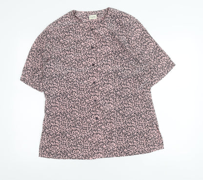 Viyella Women’s Pink Floral Button Blouse UK 12 Short Sleeve