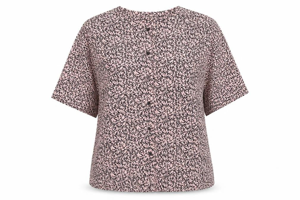 Viyella Women’s Pink Floral Button Blouse UK 12 Short Sleeve