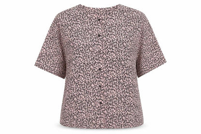 Viyella Women’s Pink Floral Button Blouse UK 12 Short Sleeve