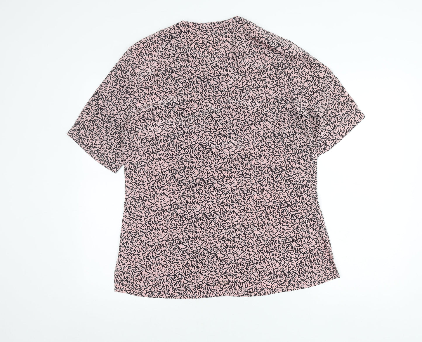 Viyella Women’s Pink Floral Button Blouse UK 12 Short Sleeve