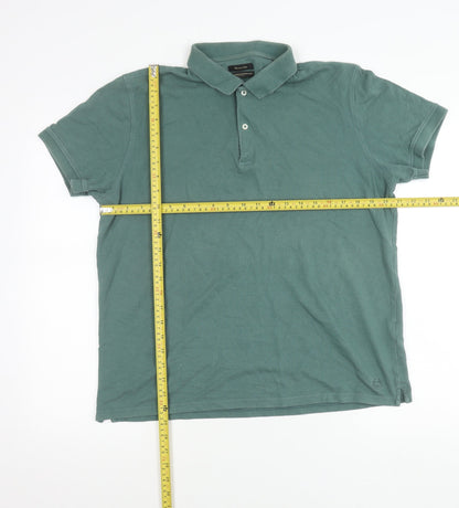 Massimo Dutti Men’s Green XL Short Sleeve Cotton Polo Shirt