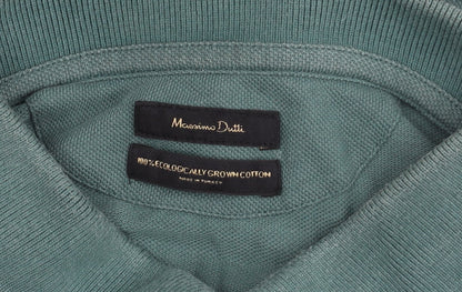Massimo Dutti Men’s Green XL Short Sleeve Cotton Polo Shirt