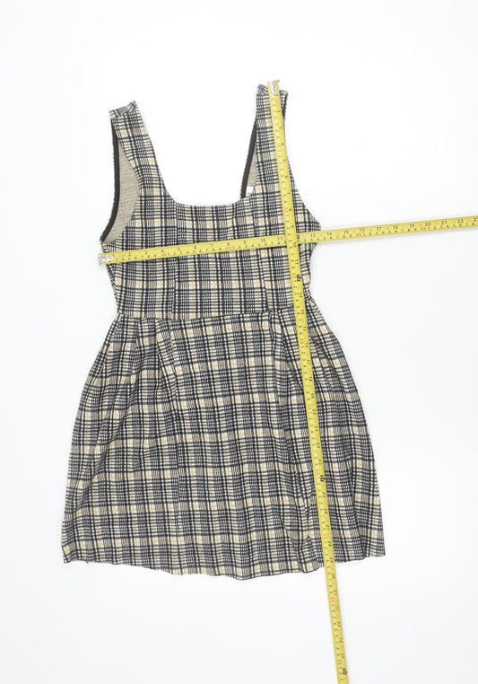 Topshop Women’s Multicoloured Check Pinafore Mini Dress UK 6