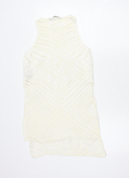 New Look Women’s Ivory Jumper Mini Dress Size 8 Knit Boho