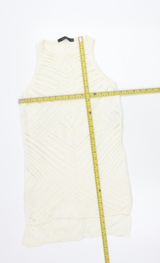 New Look Women’s Ivory Jumper Mini Dress Size 8 Knit Boho