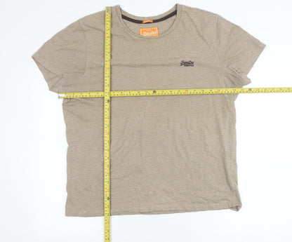 Superdry Mens Beige L Crew Neck Cotton Vintage Logo T-Shirt