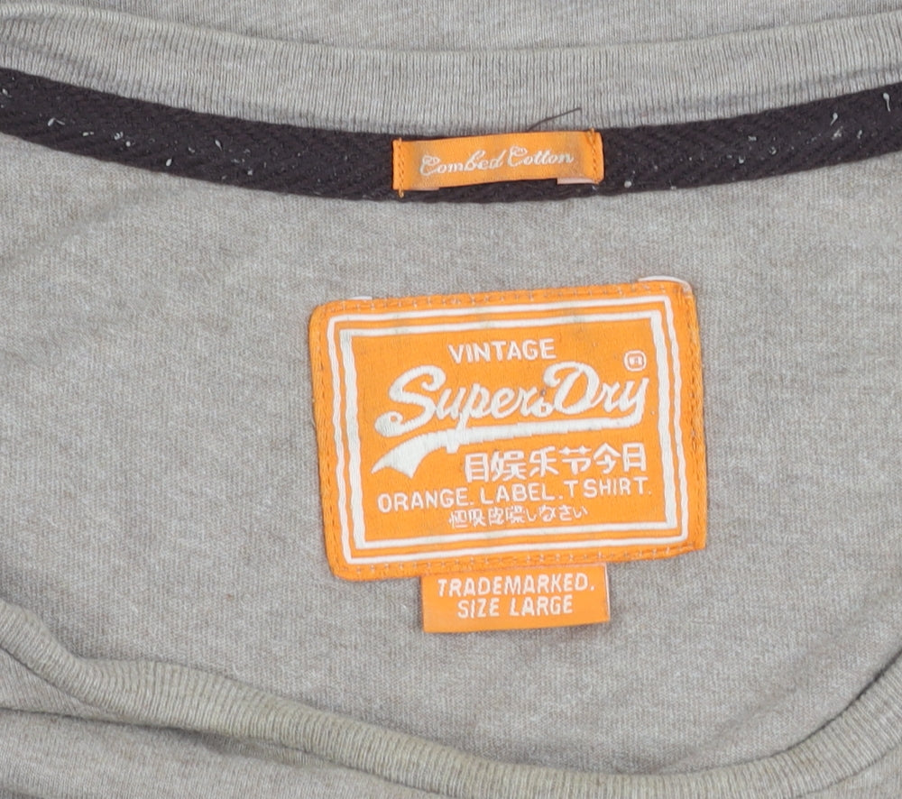 Superdry Mens Beige L Crew Neck Cotton Vintage Logo T-Shirt
