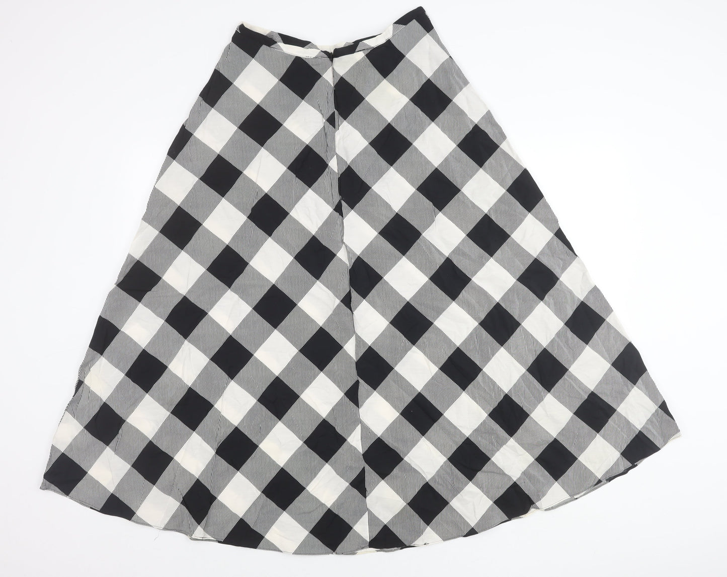 Marks and Spencer Women’s Black White Check Midi A-Line Skirt Size 12 Petite