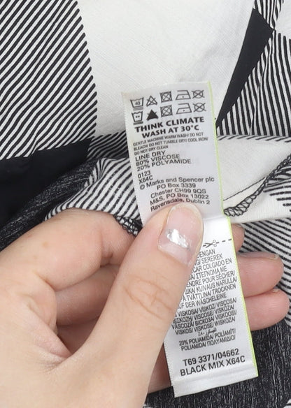 Marks and Spencer Women’s Black White Check Midi A-Line Skirt Size 12 Petite