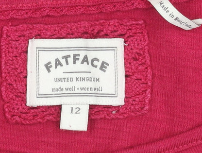 Womens UK Size 12 FatFace Pink Basic T-Shirt