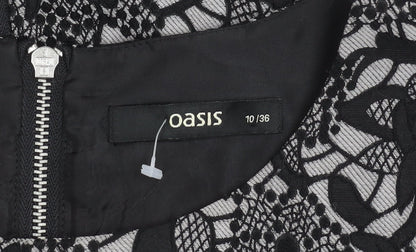 Oasis Women’s Black Floral Lace Shift Dress Size 10 Short Sleeve