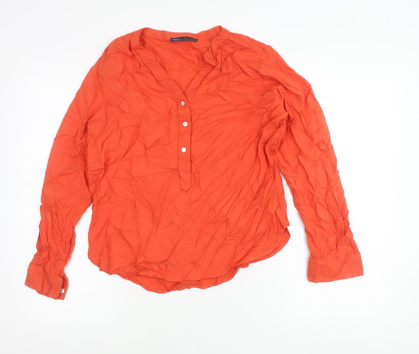 Womens UK Size 10 Marks and Spencer Orange Basic Button-Up