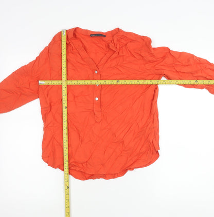Womens UK Size 10 Marks and Spencer Orange Basic Button-Up