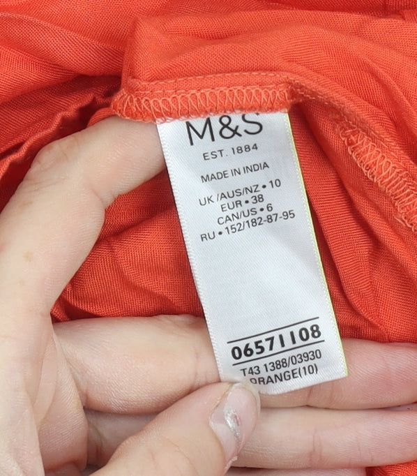 Womens UK Size 10 Marks and Spencer Orange Basic Button-Up