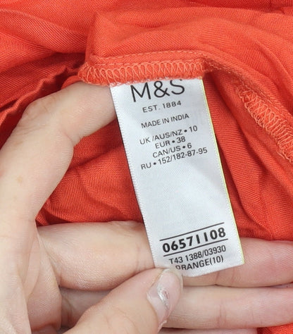 Womens UK Size 10 Marks and Spencer Orange Basic Button-Up