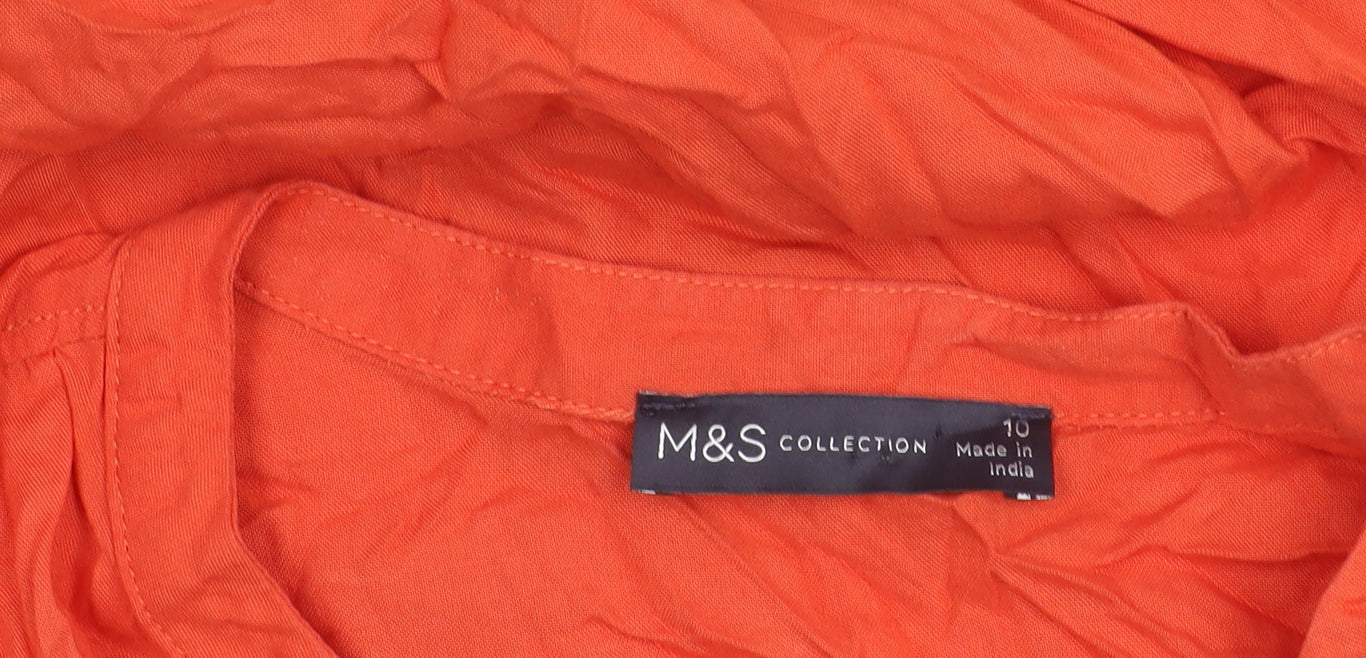 Womens UK Size 10 Marks and Spencer Orange Basic Button-Up