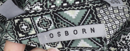 Osborn Men’s Green Geometric Aztec Short Sleeve Button-Up Shirt M 40in
