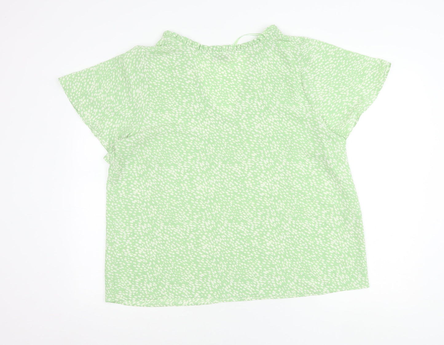 Papaya Womens Green Polka Dot Blouse Size 18 V-Neck Tunic Top