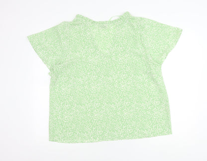 Papaya Womens Green Polka Dot Blouse Size 18 V-Neck Tunic Top