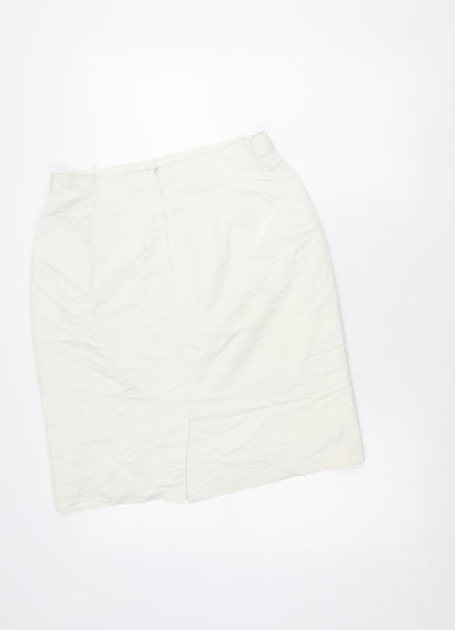 Paul Laporte Women’s White Size 16 Pencil Skirt Knee Length Viscose Blend