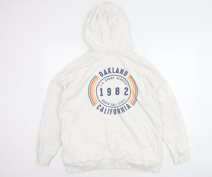 Next Womens White Hoodie L Pullover Cotton Oakland California Print