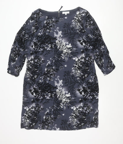 RJR John Rocha Womens Grey Floral Knee Length Shift Dress Size 18