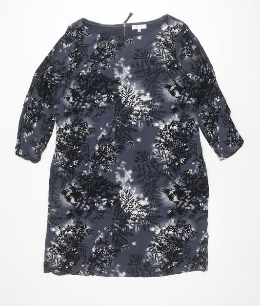 RJR John Rocha Womens Grey Floral Knee Length Shift Dress Size 18