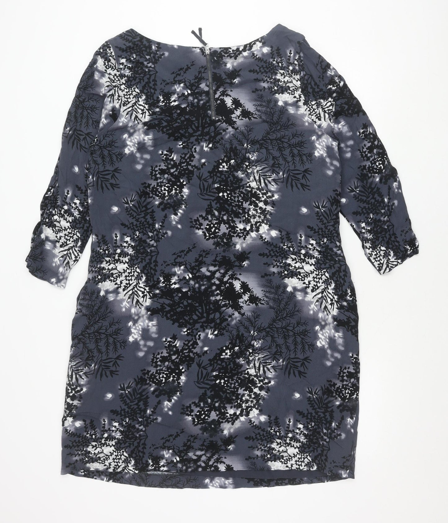RJR John Rocha Womens Grey Floral Knee Length Shift Dress Size 18