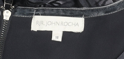 RJR John Rocha Womens Grey Floral Knee Length Shift Dress Size 18