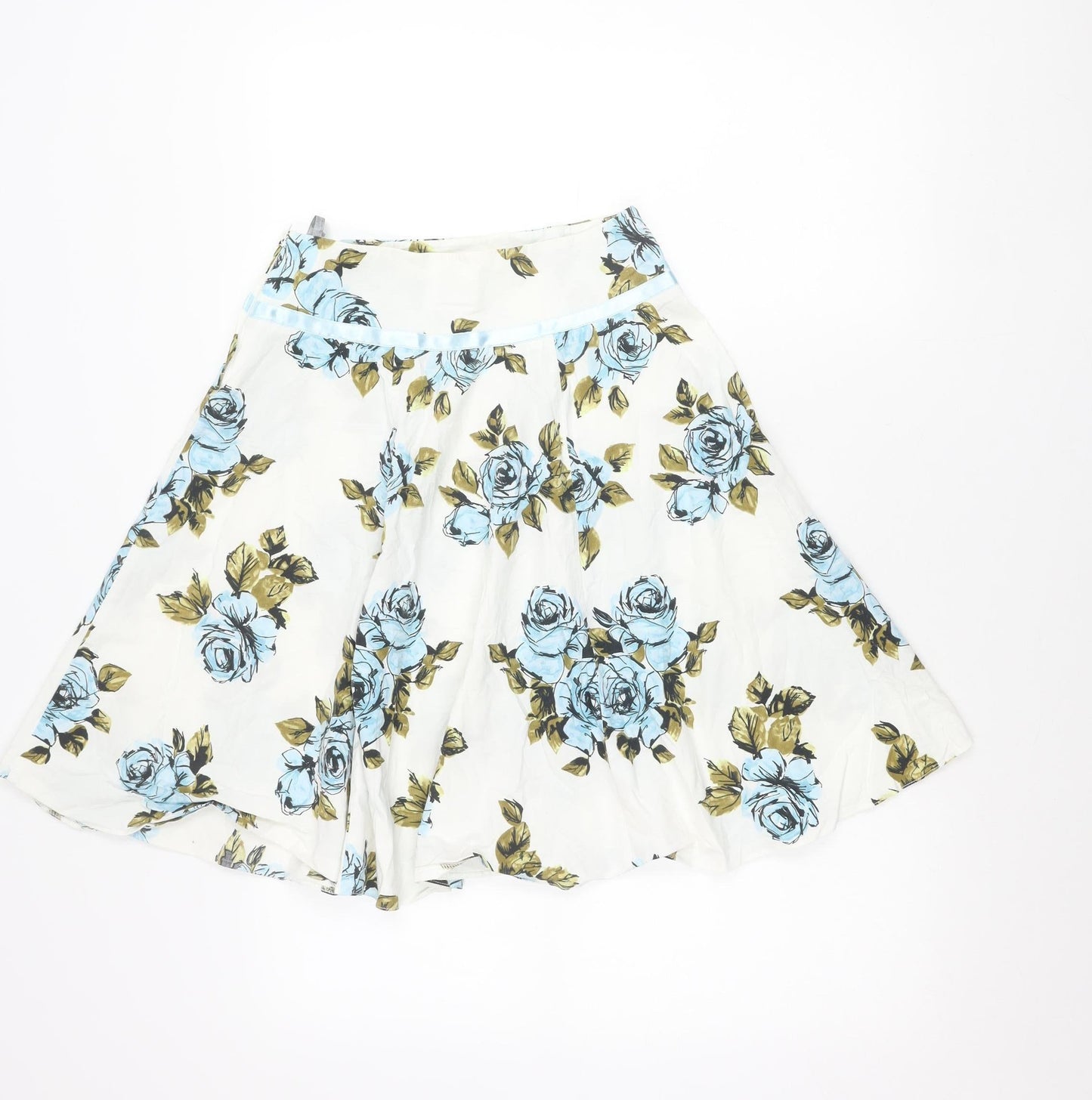 Dorothy Perkins Women’s White Blue Floral A-Line Skirt Size 6