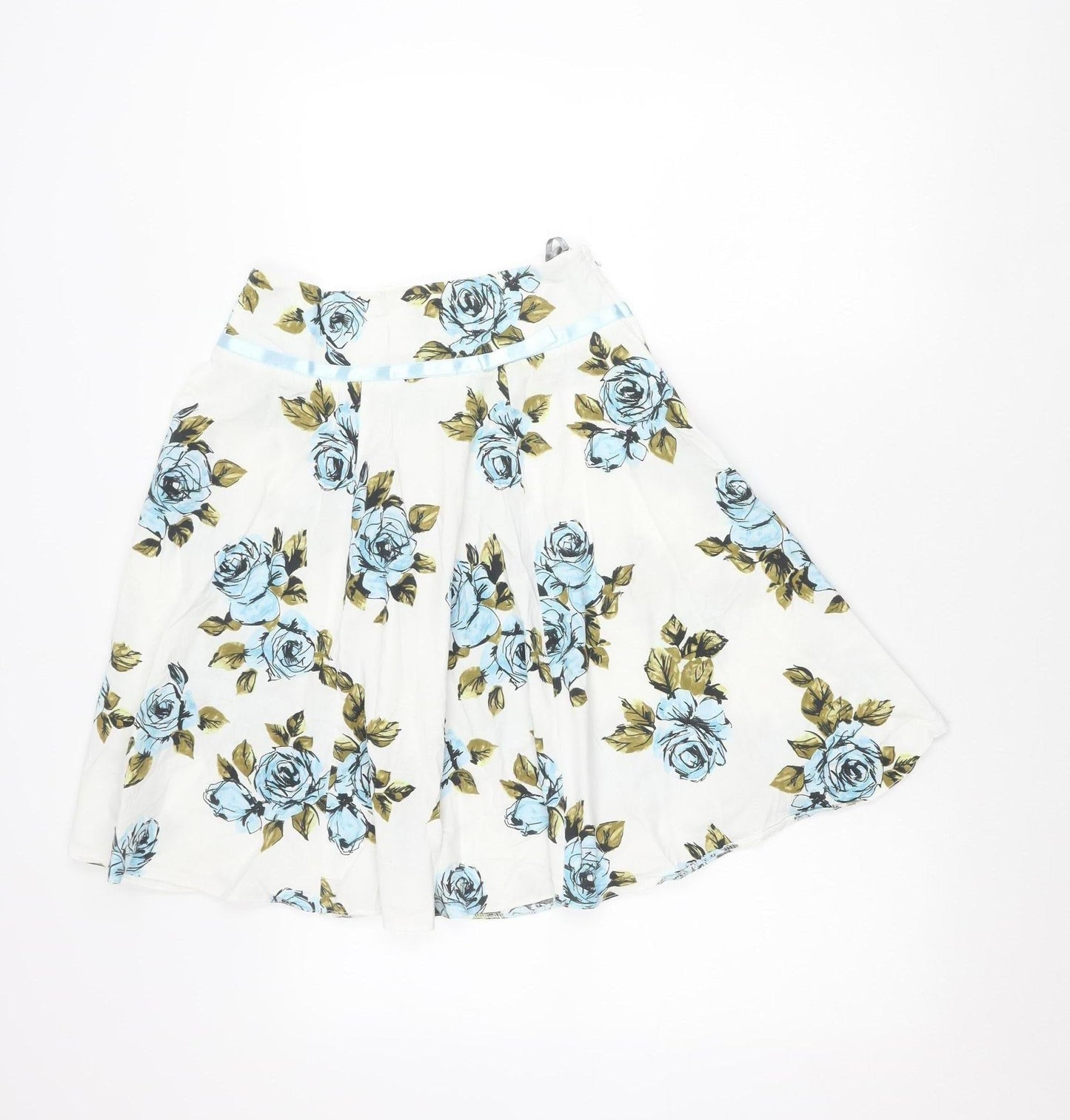 Dorothy Perkins Women’s White Blue Floral A-Line Skirt Size 6