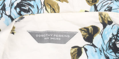 Dorothy Perkins Women’s White Blue Floral A-Line Skirt Size 6