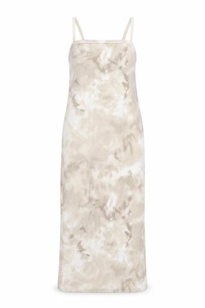 Zara Women Beige Tie Dye Slip Dress Size S Scoop Neck Midi