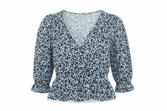 Womens UK Size 10 Miss Selfridge Blue Wrap Blouse