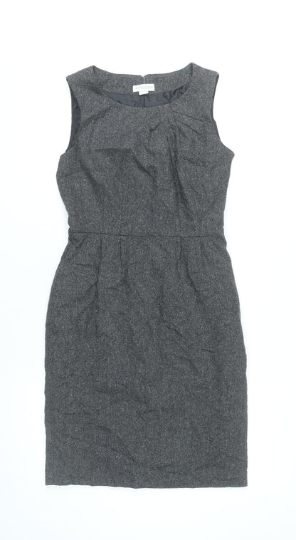 Monsoon Women’s Grey Wool Blend Sheath Dress UK 8 Knee Length Workwear