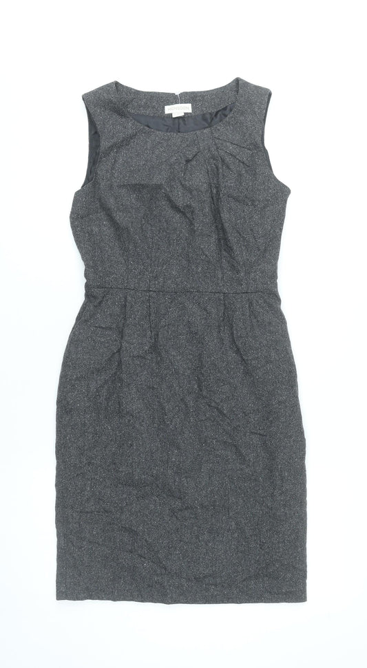 Monsoon Women’s Grey Wool Blend Sheath Dress UK 8 Knee Length Workwear