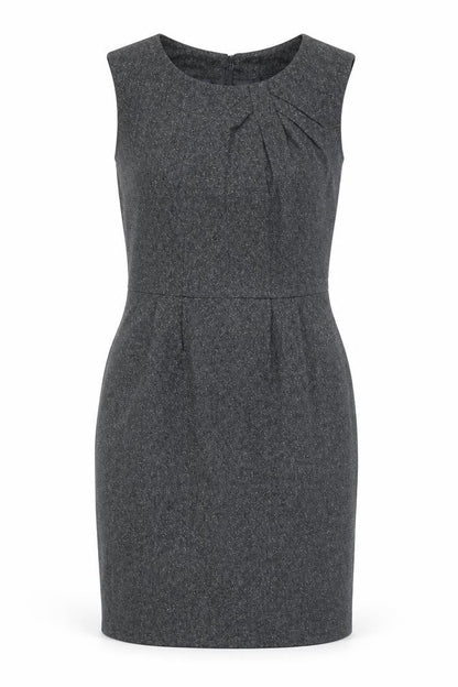 Monsoon Women’s Grey Wool Blend Sheath Dress UK 8 Knee Length Workwear