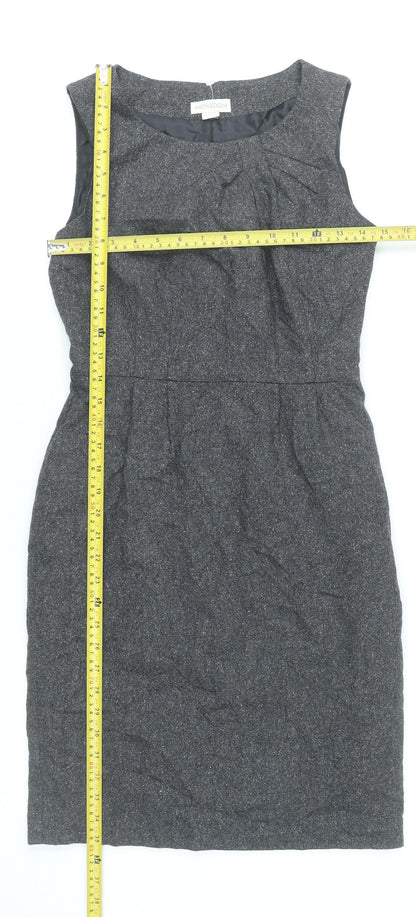 Monsoon Women’s Grey Wool Blend Sheath Dress UK 8 Knee Length Workwear