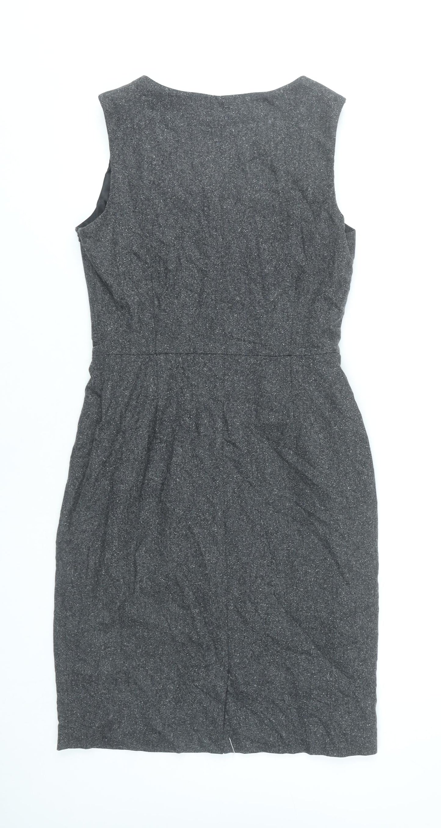 Monsoon Women’s Grey Wool Blend Sheath Dress UK 8 Knee Length Workwear