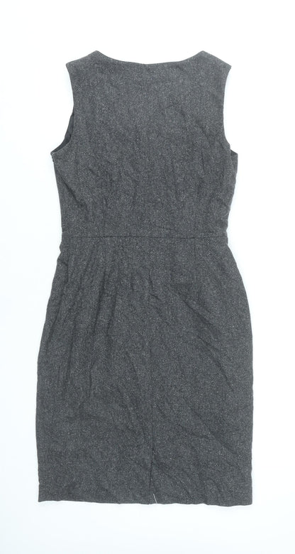 Monsoon Women’s Grey Wool Blend Sheath Dress UK 8 Knee Length Workwear