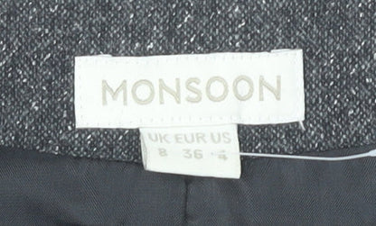 Monsoon Women’s Grey Wool Blend Sheath Dress UK 8 Knee Length Workwear